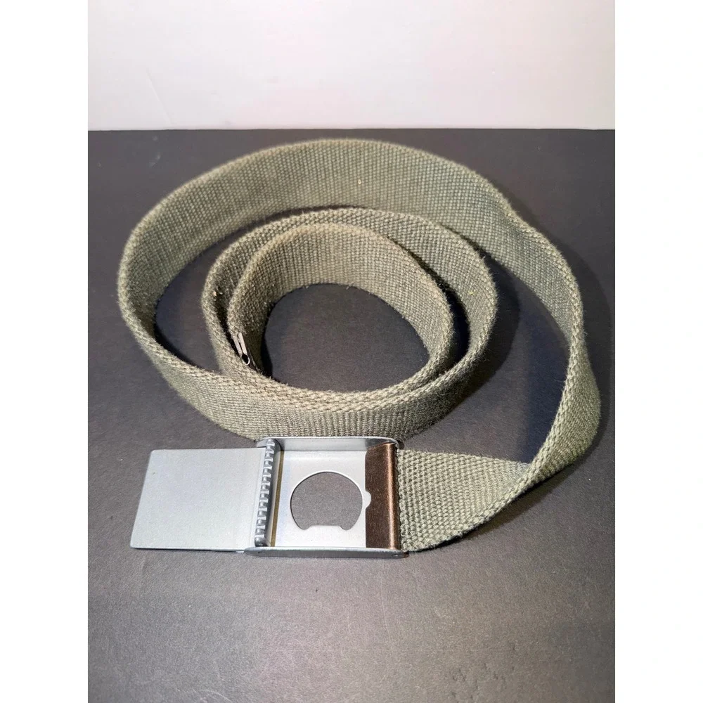 Vans Off The Wall Mens Web Belt Olive Green Canvas Flip Top Bottle Opener Buckle